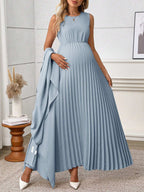 فستان سبونجو ثابت اللون أنيق بسيط وراحة للنساء الحوامل - Pink&blue