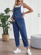 بنطلون قصير للحوامل بلا أكمام و أوفرول أزرق للبس اليومي بأجواء الصيف، يناسب المشاركة في المناسبات اليومية، السهرات الليلية، النوادي الليلية، الحفلات، التجمعات، حفلات المسبح، بداية الدراسة ملابس النساء في المناسبات، المناسبات والاحتفالات، موسيقى المهرجانا - Pink&blue