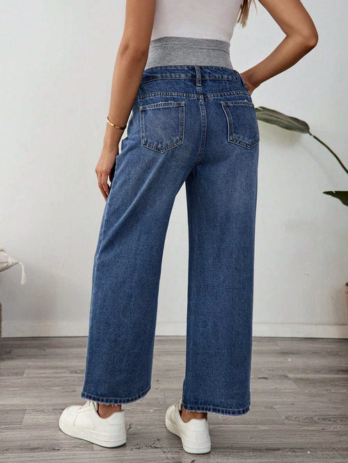 السراويل الجينز الحوامل، ملابس شاطئ للحوامل - Pink&blue