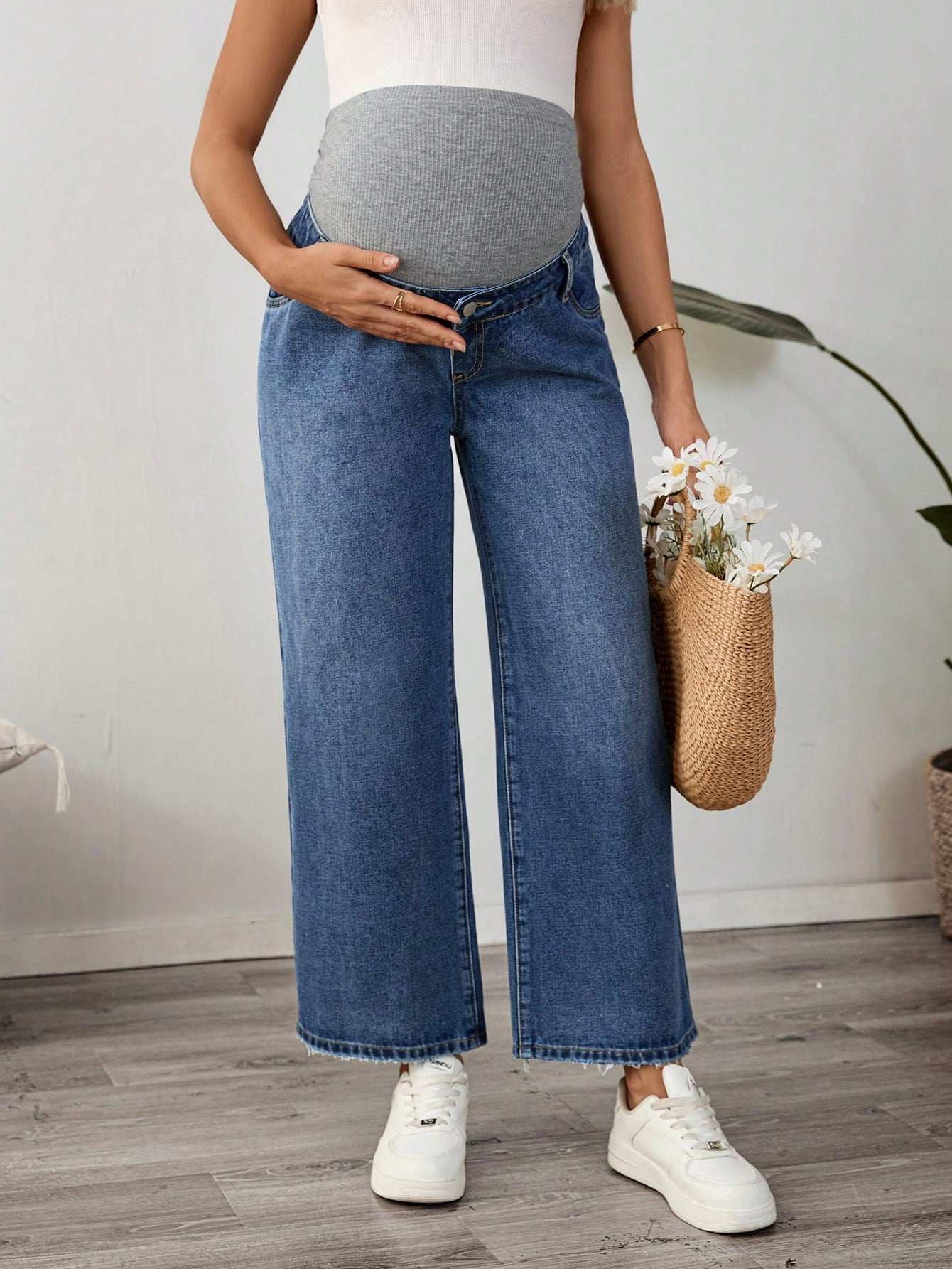 السراويل الجينز الحوامل، ملابس شاطئ للحوامل - Pink&blue