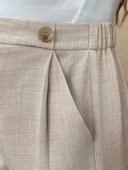 سراويل أمومة سائب فضفاض ذات ساقين واسعين بلون أحادي مع جيوب مائلة ، متعدد الاستخدامات - Pink&blue