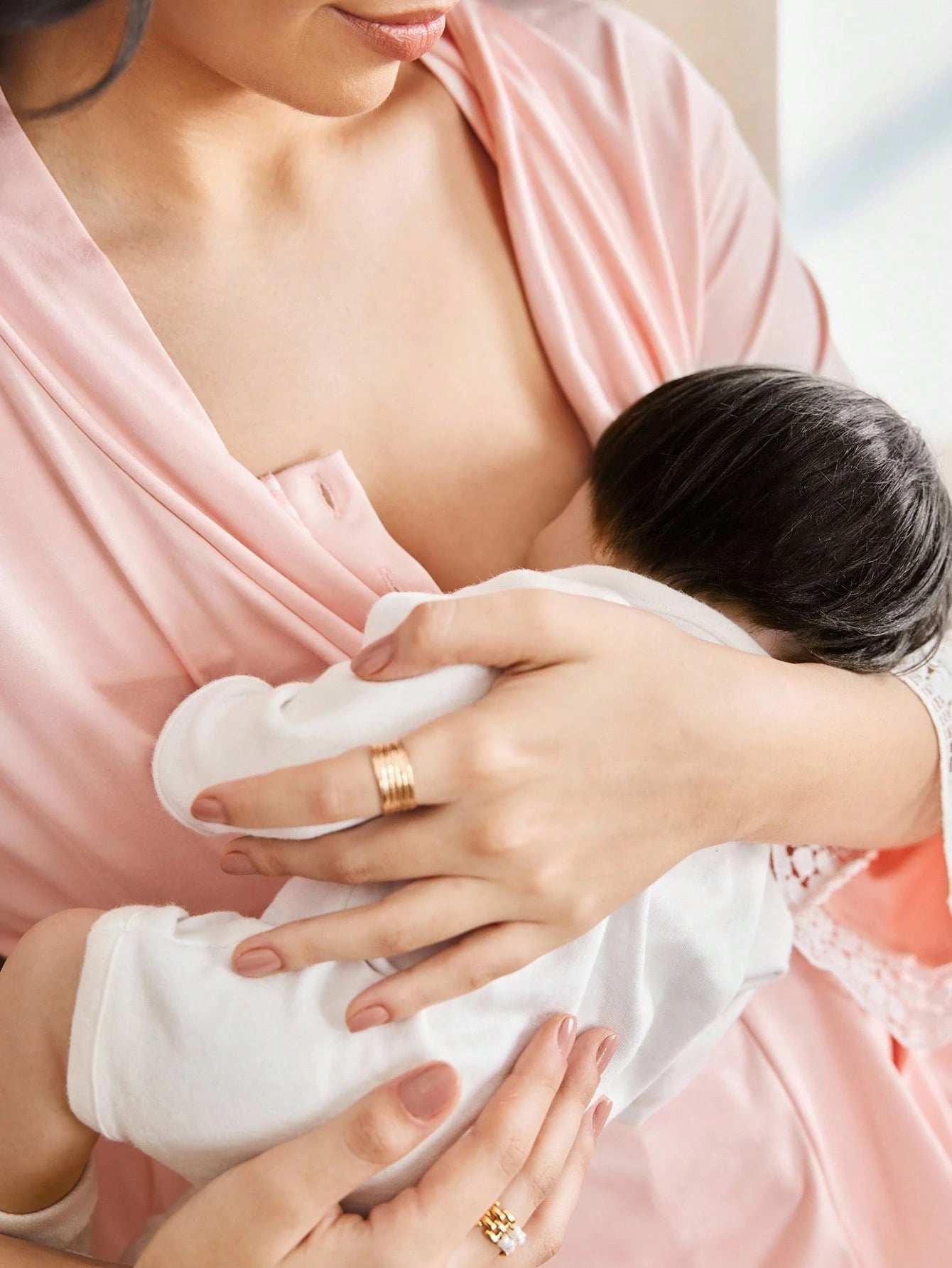 ثوب وقمصان نوم مخططة مجموعة بيجامات للنساء الحوامل - Pink&blue