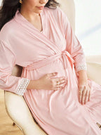 ثوب وقمصان نوم مخططة مجموعة بيجامات للنساء الحوامل - Pink&blue