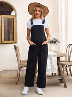 جمبسوت أنيقة للحامل بلون سادة مع جيوب وأربطة قابلة للتعديل - Pink&blue