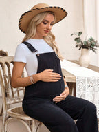 جمبسوت أنيقة للحامل بلون سادة مع جيوب وأربطة قابلة للتعديل - Pink&blue