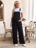 جمبسوت أنيقة للحامل بلون سادة مع جيوب وأربطة قابلة للتعديل - Pink&blue