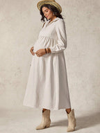 فستان حمل كاجوال أحادي اللون بأكمام طويلة - Pink&blue