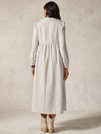 فستان حمل كاجوال أحادي اللون بأكمام طويلة - Pink&blue