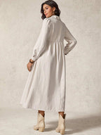 فستان حمل كاجوال أحادي اللون بأكمام طويلة - Pink&blue