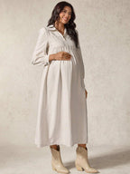 فستان حمل كاجوال أحادي اللون بأكمام طويلة - Pink&blue