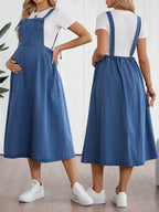 ملابس نسائية كاجوال للخريف والعودة إلى المدرسة والعودة إلى المنزل وعيد الهالوين وعيد الميلاد وطراز Y2K، أنيقة وعملية للسيدات، طراز ريفي وعتيق، متواضع وأنيق للعمل، ملابس للمعلمات للكنيسة والشارع، فستان جينز أزرق كاجوال - Pink&blue