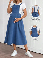 ملابس نسائية كاجوال للخريف والعودة إلى المدرسة والعودة إلى المنزل وعيد الهالوين وعيد الميلاد وطراز Y2K، أنيقة وعملية للسيدات، طراز ريفي وعتيق، متواضع وأنيق للعمل، ملابس للمعلمات للكنيسة والشارع، فستان جينز أزرق كاجوال - Pink&blue