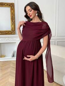 فستان حمل بليسيه سادة - عنابي