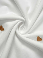 تي شيرت كاجوال قصير الأكمام للنساء الحوامل مطرز بشكل قلب - Pink&blue