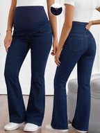 بنطلون جينز حمل فلير بخصر قابل للتعديل - كحلي